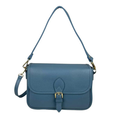 Bolso Bandolera de Piel Italiana con Asa Corta y Bolsillo Trasero