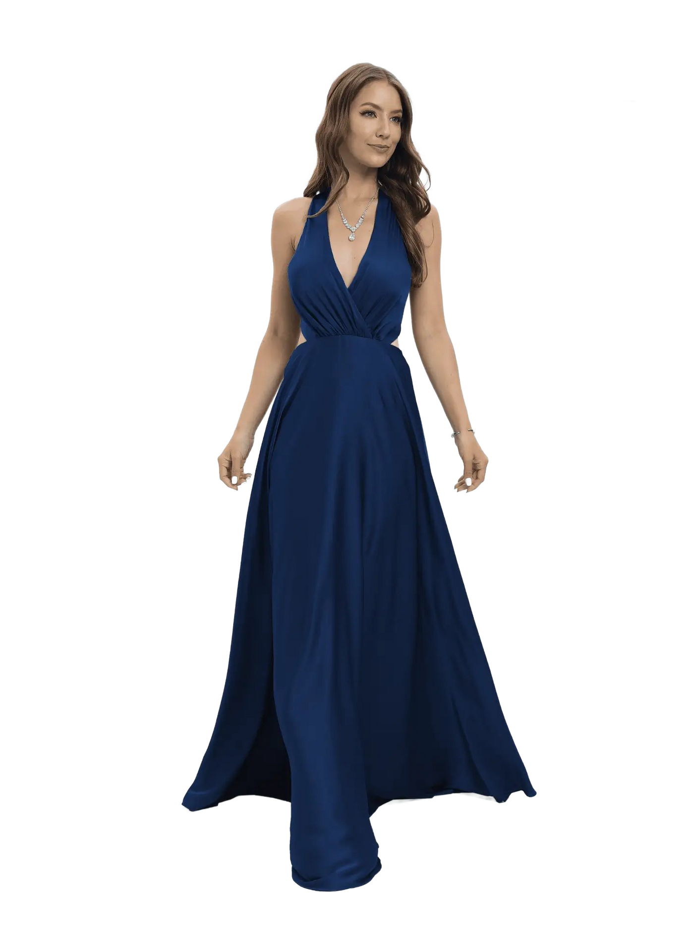 Vestido de noche largo en V