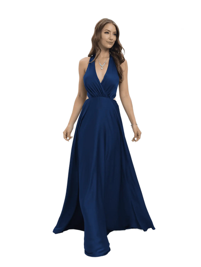 Vestido de noche largo en V