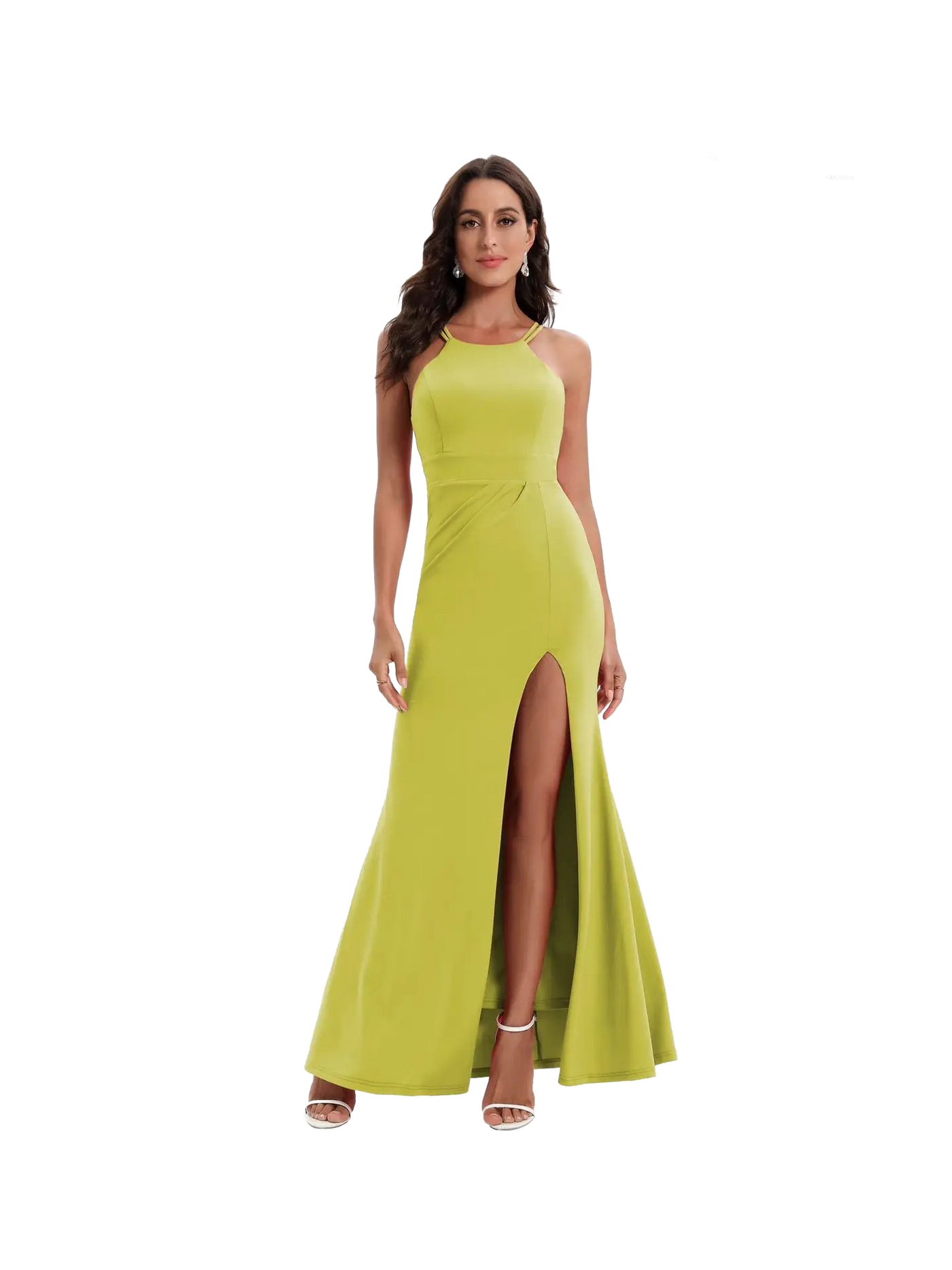 Vestido largo ajustado de escote bandeau