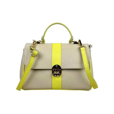 Bolso de Mano en Piel Italiana con 2 Bolsillos de Cremallera