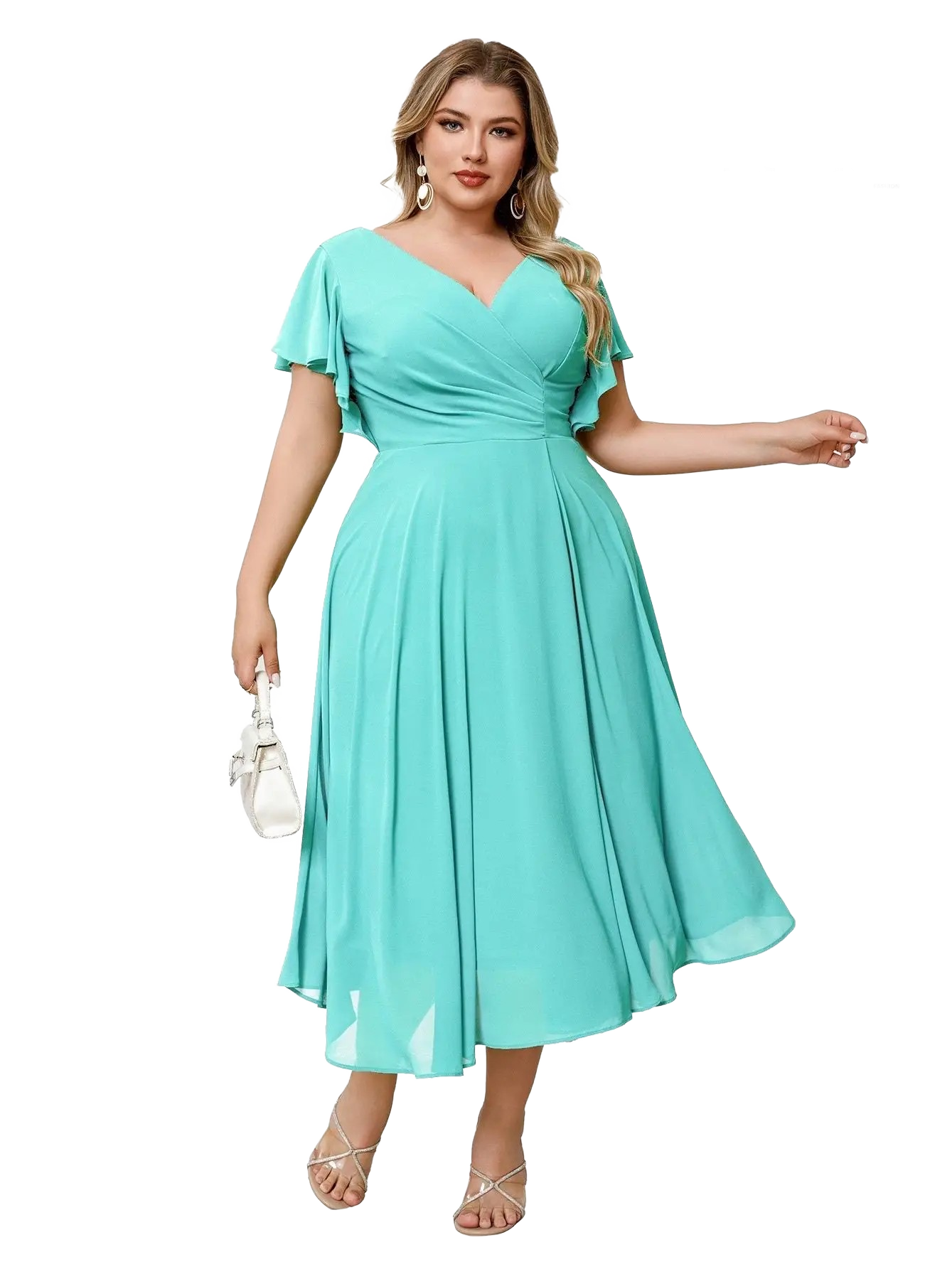Vestido midi con manga corta