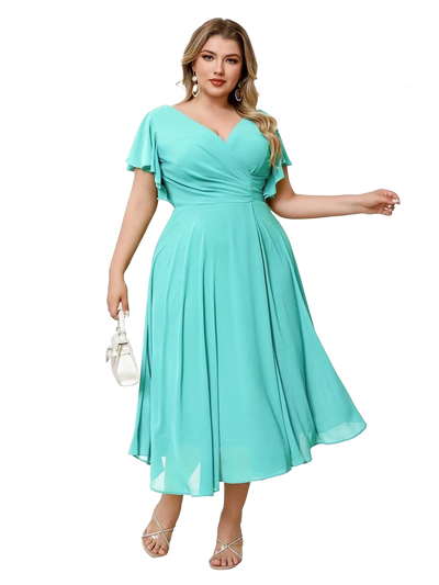Vestido midi con manga corta