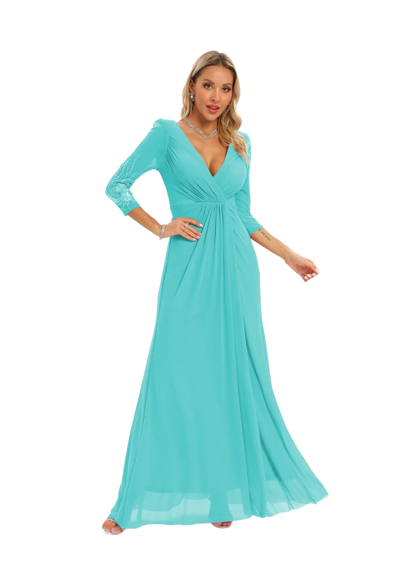 Vestido de noche largo con apertura