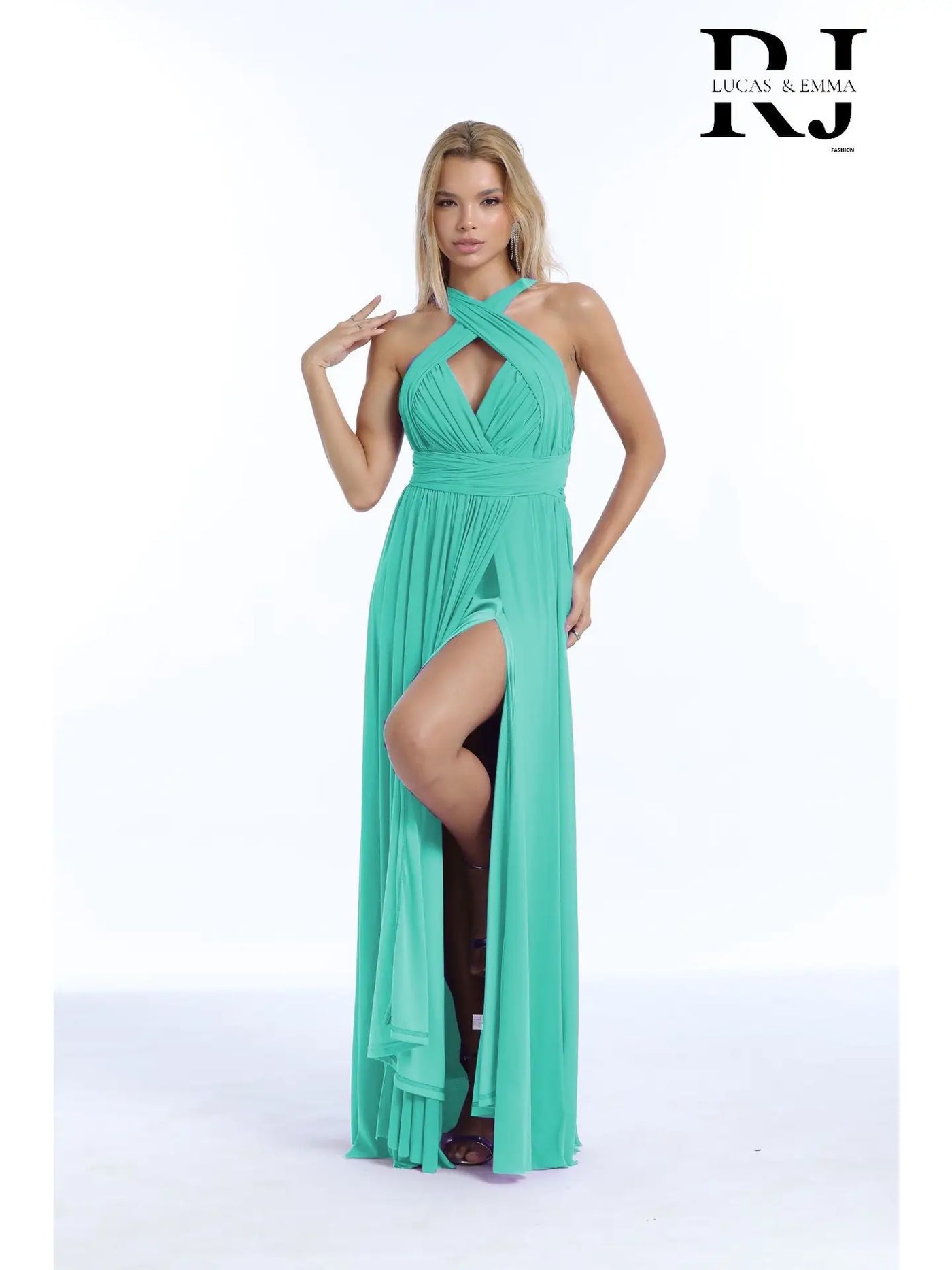 Vestido de noche midi con abertura, moderno y sencillo