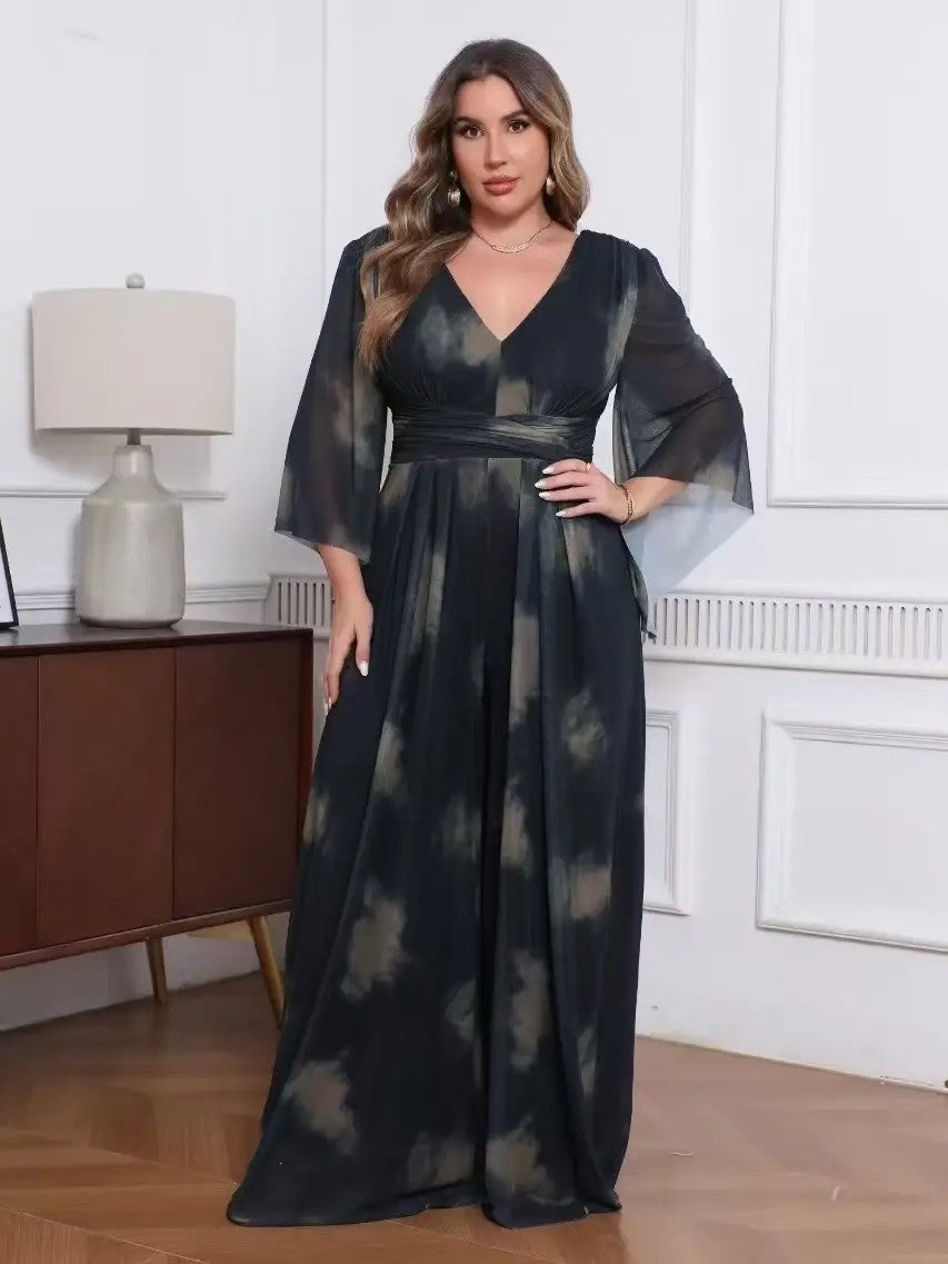 Elegante mono de talla grande estampado