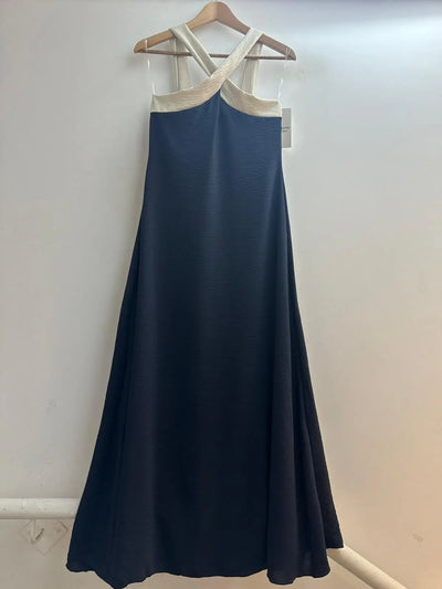 Vestido largo bicolor