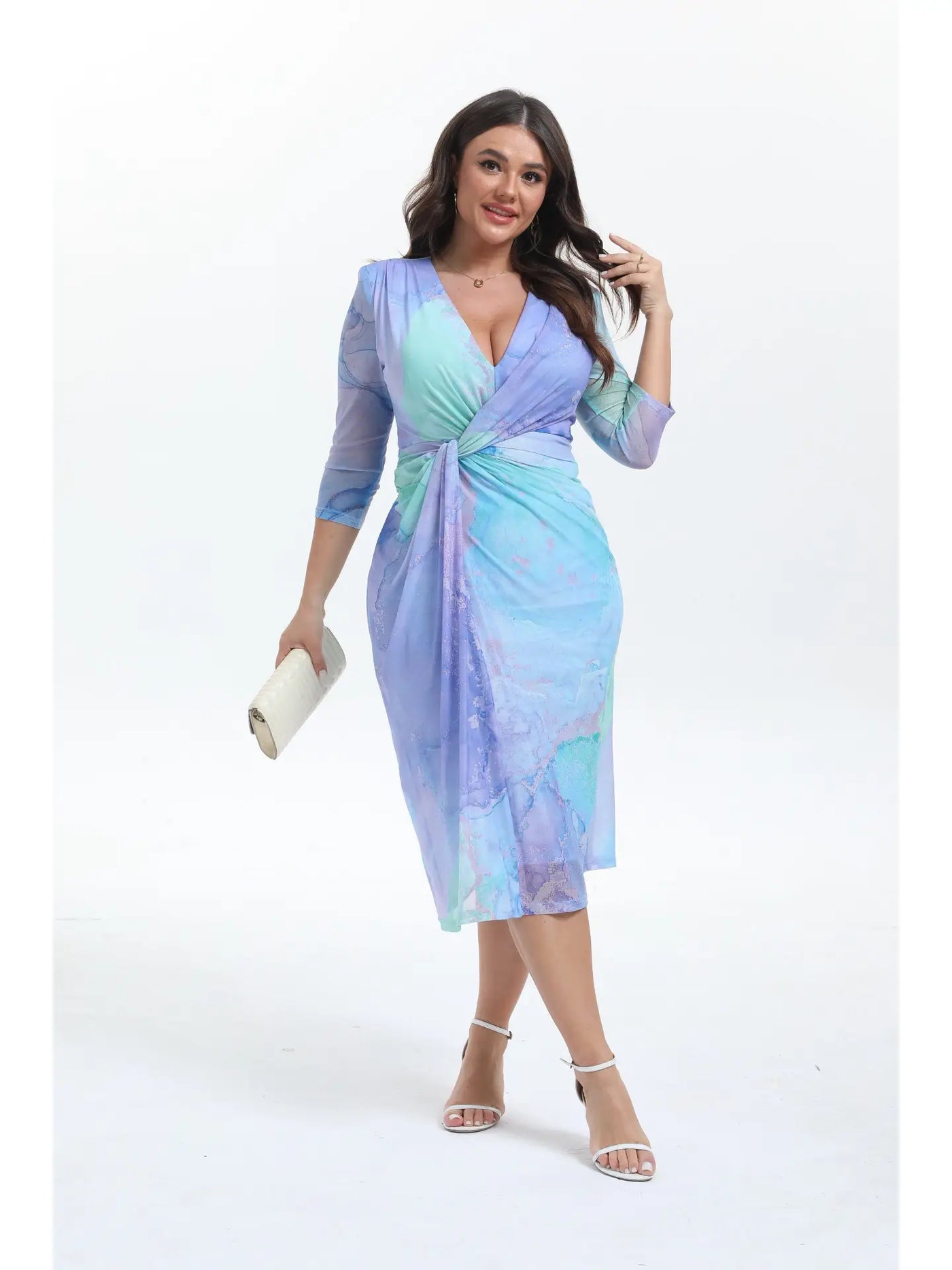 Vestido de manga larga estampado