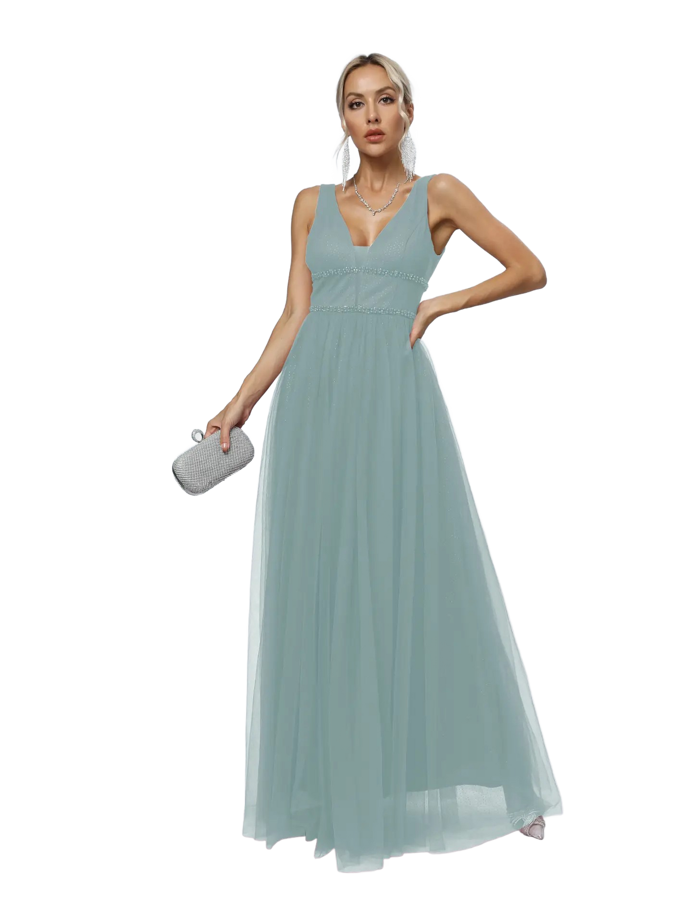 Vestido de noche con escote en V