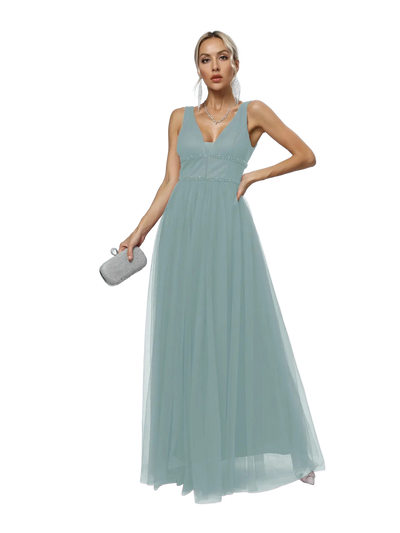 Vestido de noche con escote en V