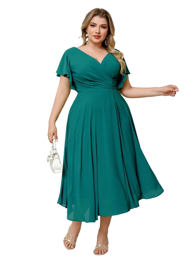 Vestido midi con manga corta