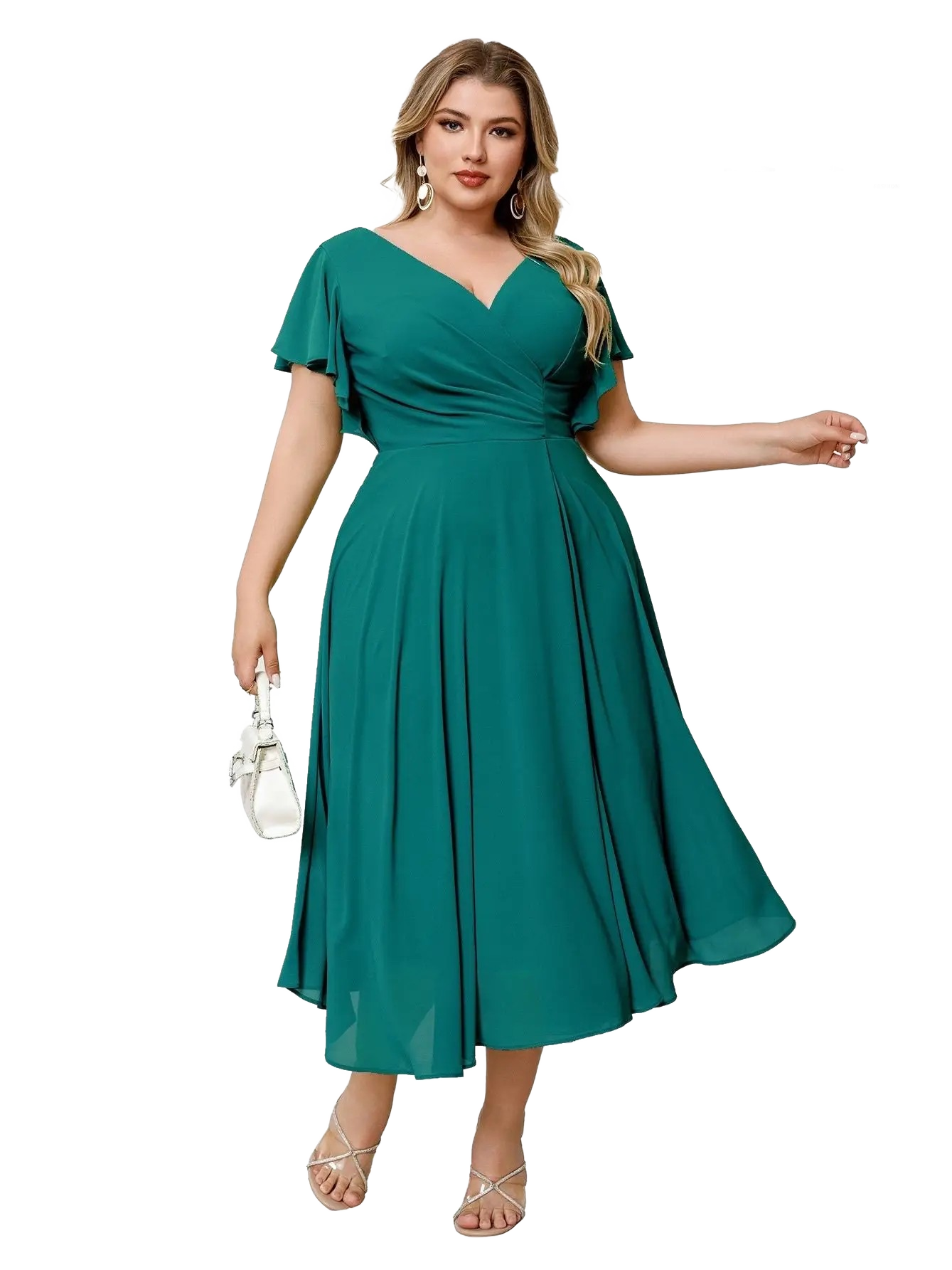 Vestido midi con manga corta