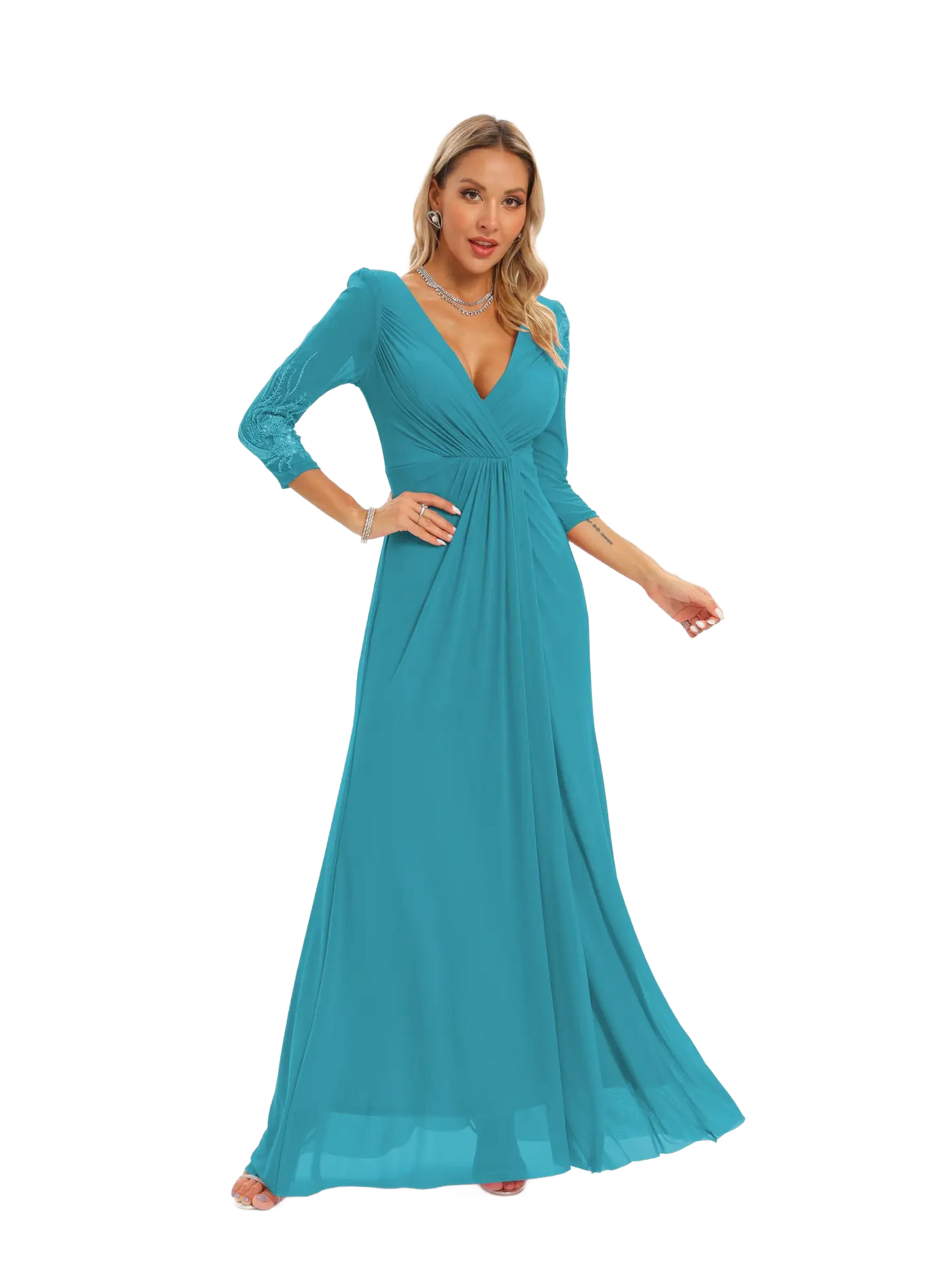 Vestido de noche largo con apertura