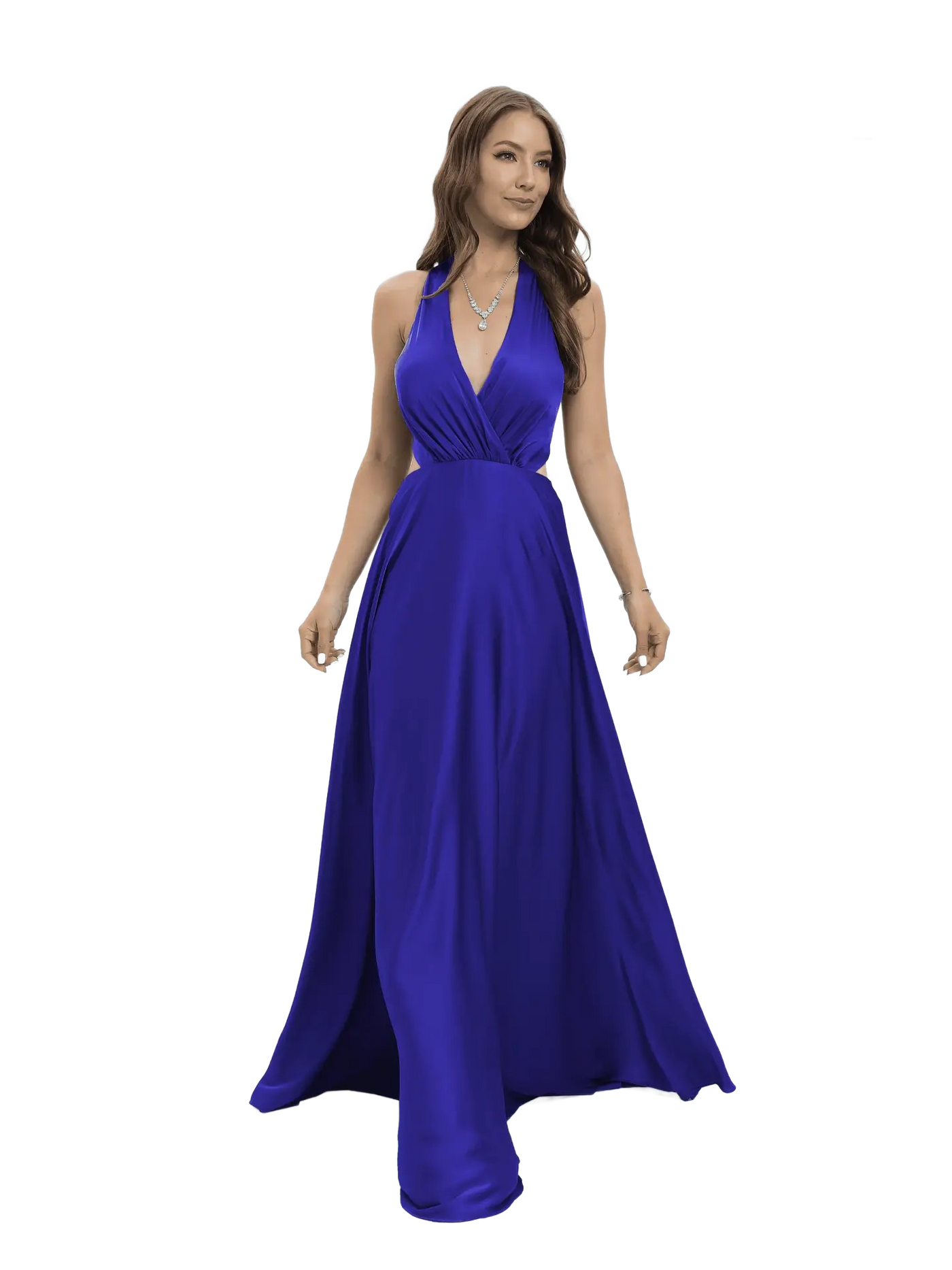Vestido de noche largo en V