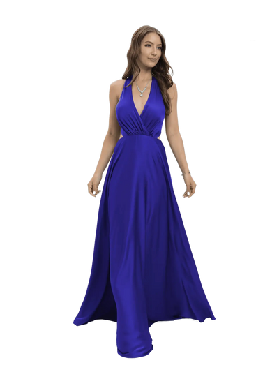 Vestido de noche largo en V