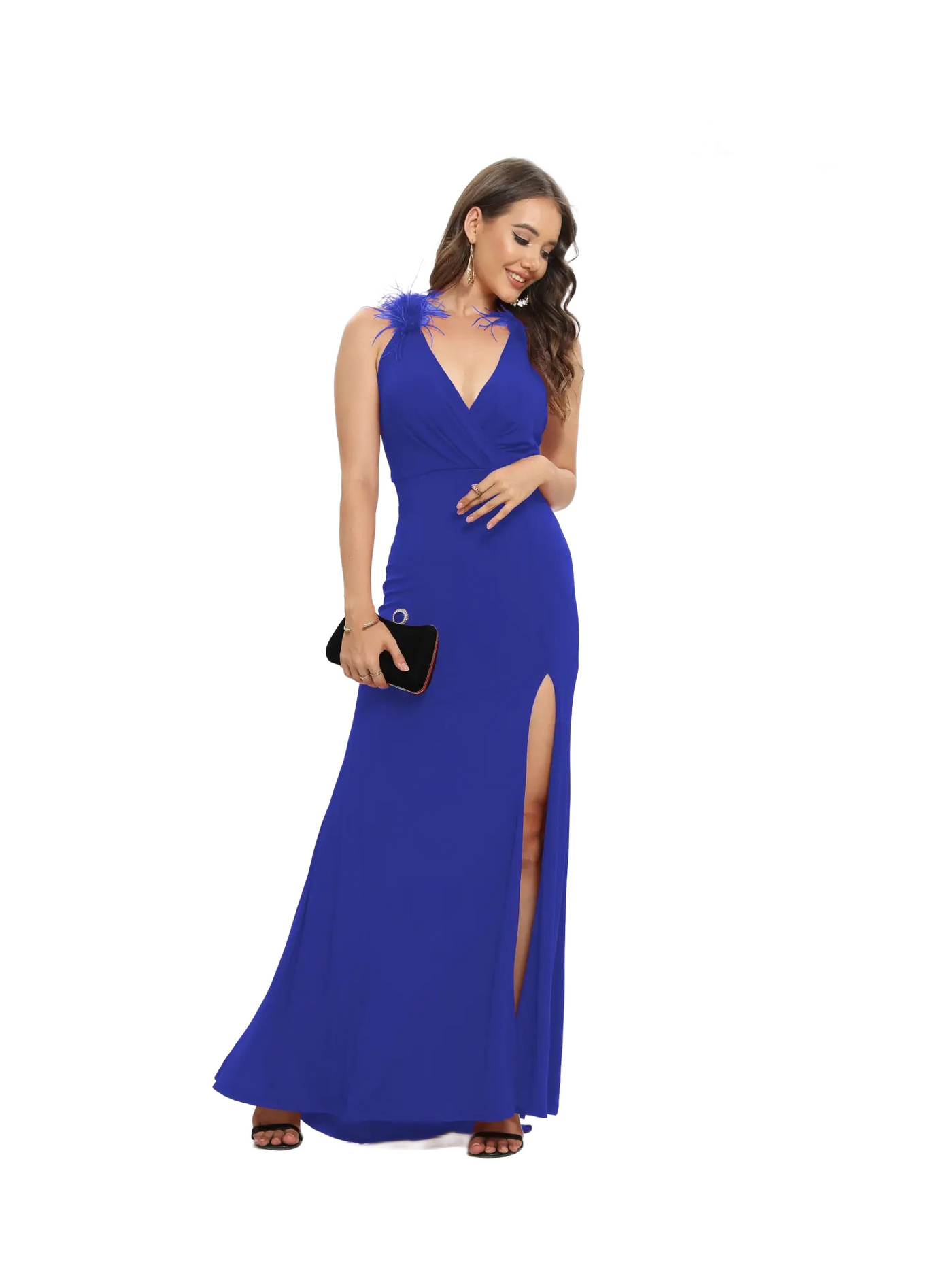 Vestido de noche corto apertura en V