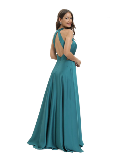 Vestido de noche largo en V