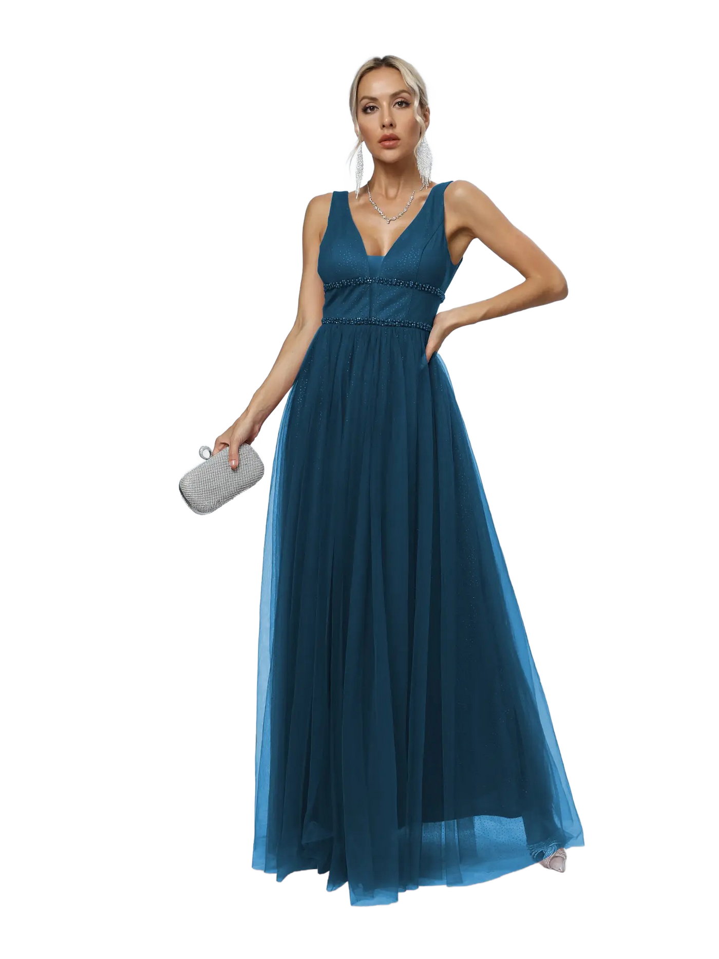 Vestido de noche con escote en V