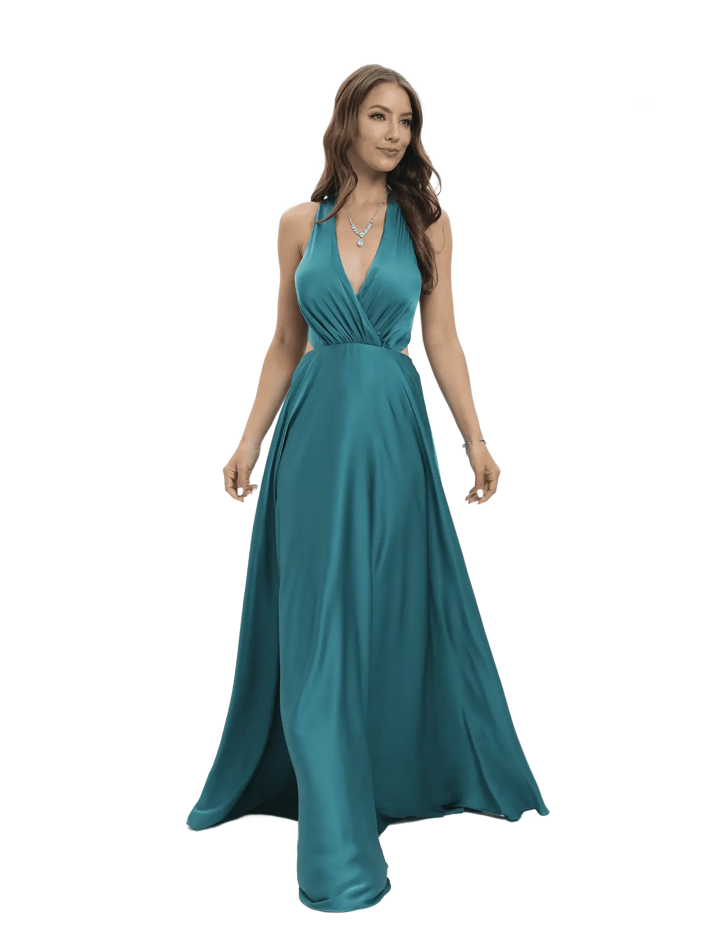 Vestido de noche largo en V