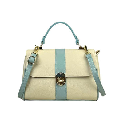 Bolso de Mano en Piel Italiana con 2 Bolsillos de Cremallera