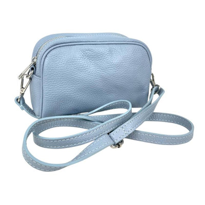 Bolso Bandolera en Piel Italiana con Bolsillo Frontal con Flecos y Cierre de Cremallera