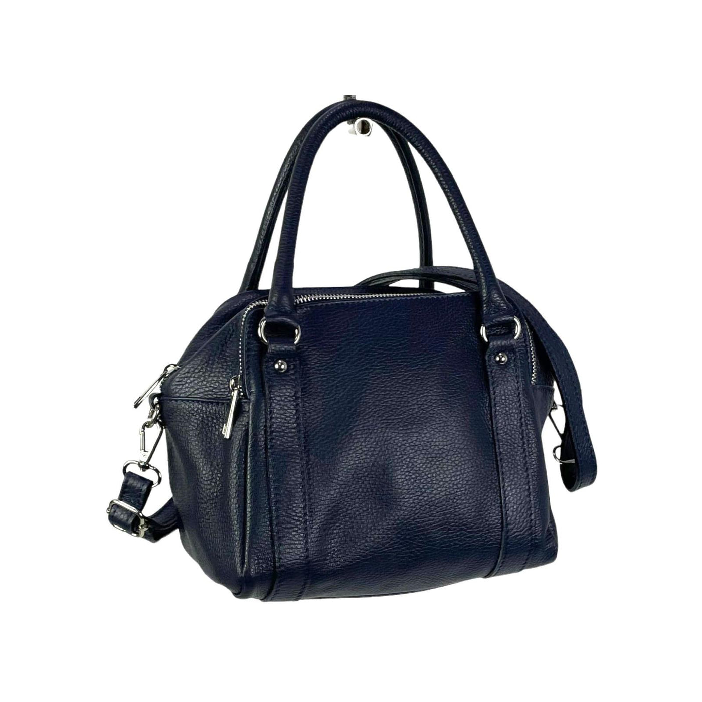 Bolso Bowling De Piel Italiana Con 3 Compartimentos, Cremallera y Gran Calidad