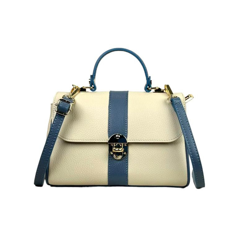 Bolso de Mano en Piel Italiana con 2 Bolsillos de Cremallera