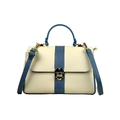 Bolso de Mano en Piel Italiana con 2 Bolsillos de Cremallera
