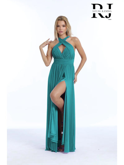 Vestido de noche midi con abertura, moderno y sencillo