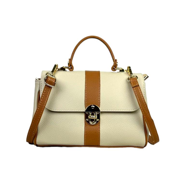 Bolso de Mano en Piel Italiana con 2 Bolsillos de Cremallera