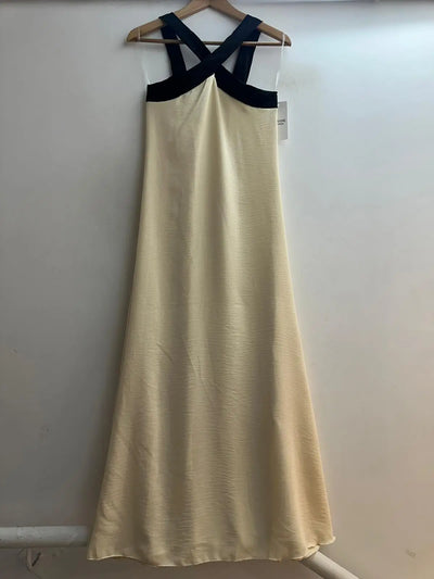 Vestido largo bicolor