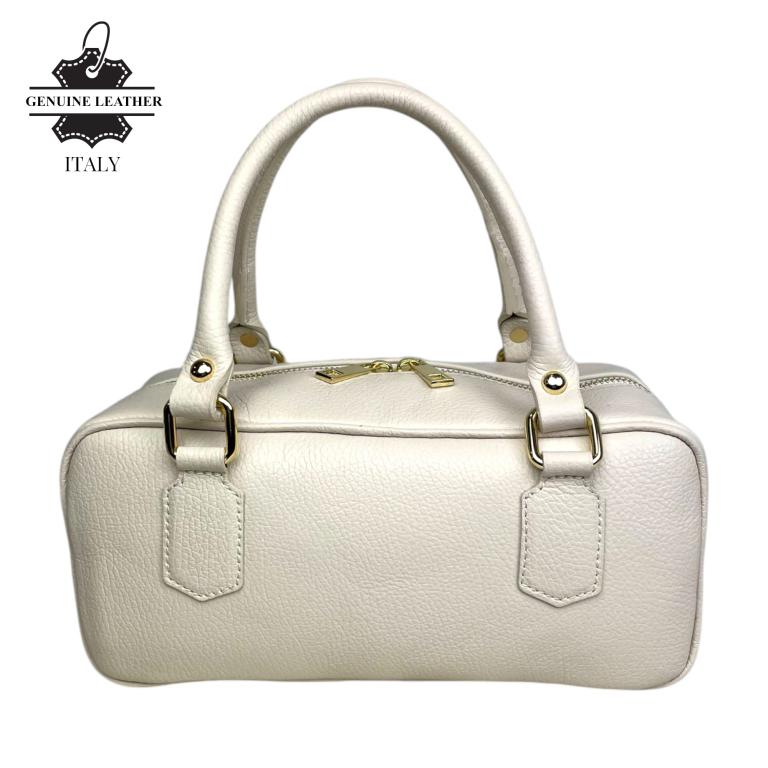 Bolso de Mano en Piel Italiana con Asas Cortas, Tira Bandolera Ajustable y Gran Calidad