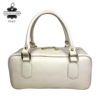 Bolso de Mano en Piel Italiana con Asas Cortas, Tira Bandolera Ajustable y Gran Calidad