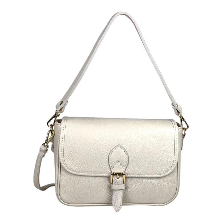 Bolso Bandolera de Piel Italiana con Asa Corta y Bolsillo Trasero