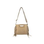 Bolso Bandolera en Piel de Serraje con Flecos Laterales y Gran Calidad Mujer