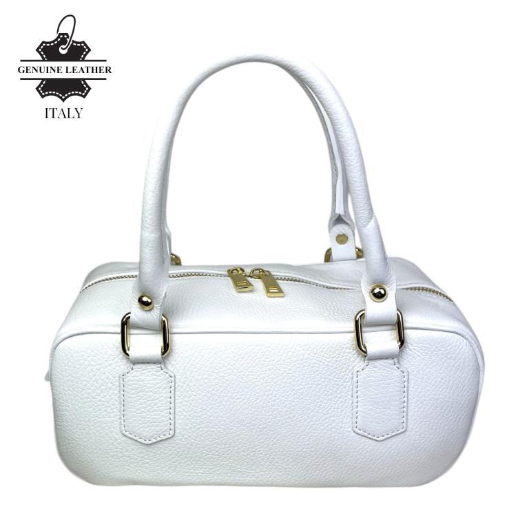Bolso de Mano en Piel Italiana con Asas Cortas, Tira Bandolera Ajustable y Gran Calidad