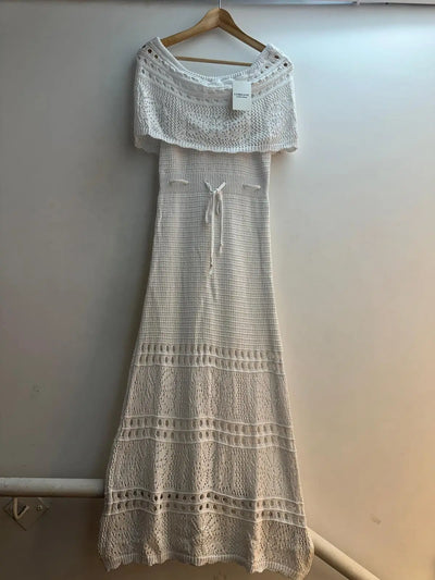 vestido largo tipo jersey sin tirantes