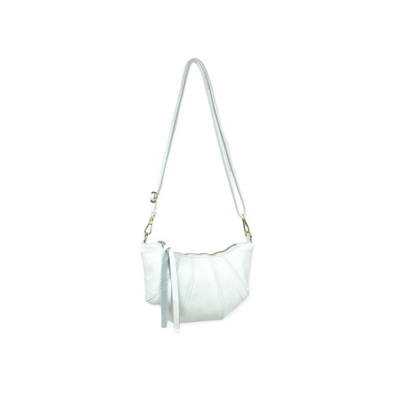 Bolso Bandolera en Piel Italiana con Diseño Medialuna y Tira Bandolera