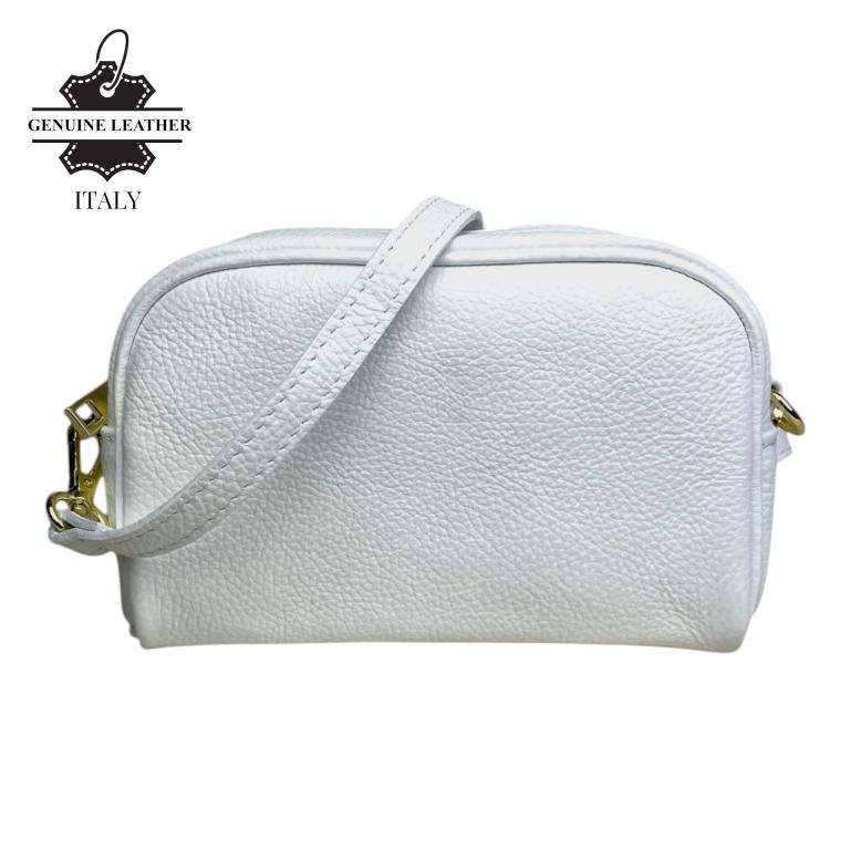 Bolso Bandolera en Piel Italiana con Bolsillo Frontal con Flecos y Cierre de Cremallera