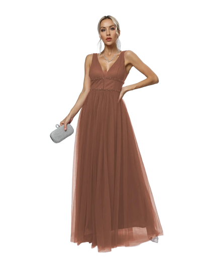 Vestido de noche con escote en V