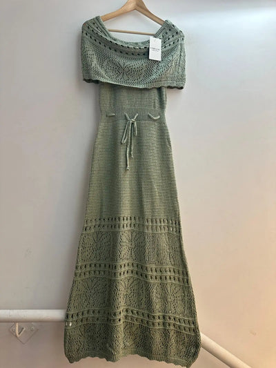 vestido largo tipo jersey sin tirantes