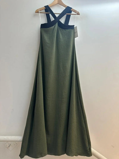 Vestido largo bicolor