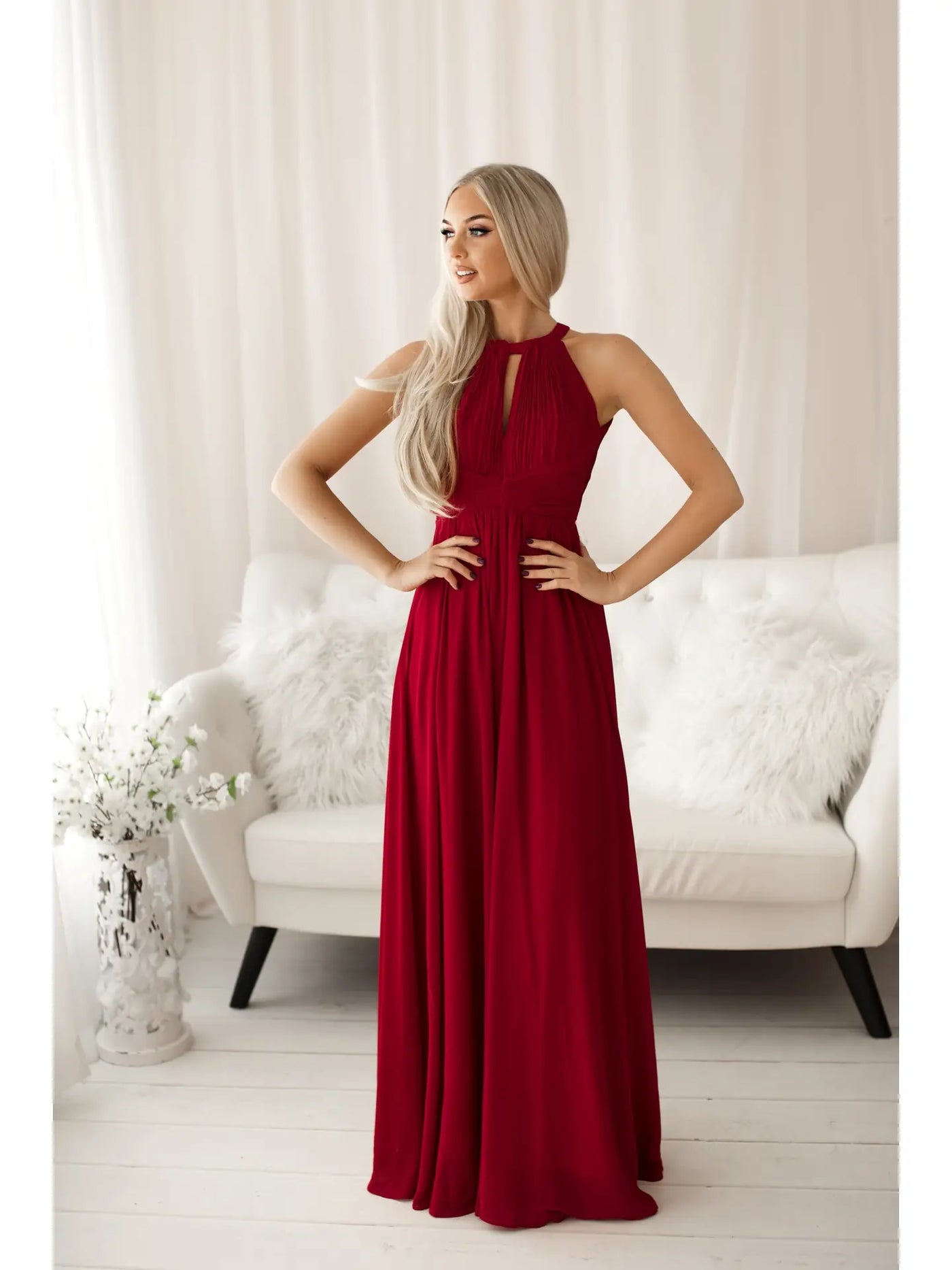 Vestido de dama de honor, espalda abierta