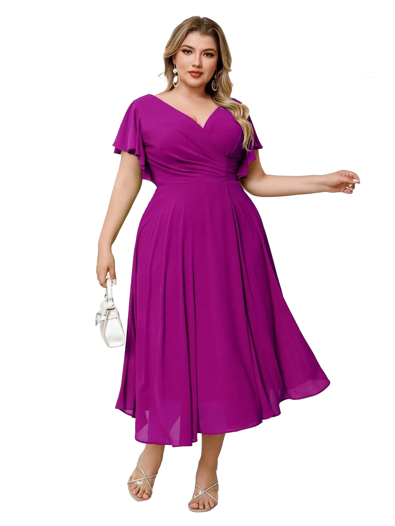 Vestido midi con manga corta