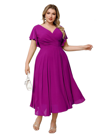 Vestido midi con manga corta