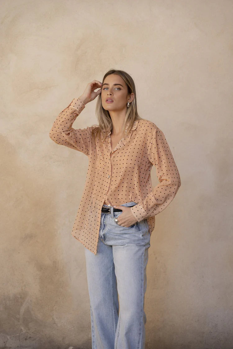 CAMISA ESTAMPADA SEMITRANSPARENTE