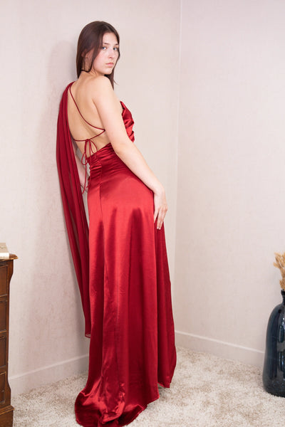 Vestido de ceremonia asimétrico de satén