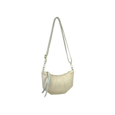 Bolso Bandolera en Piel Italiana con Diseño Medialuna y Tira Bandolera