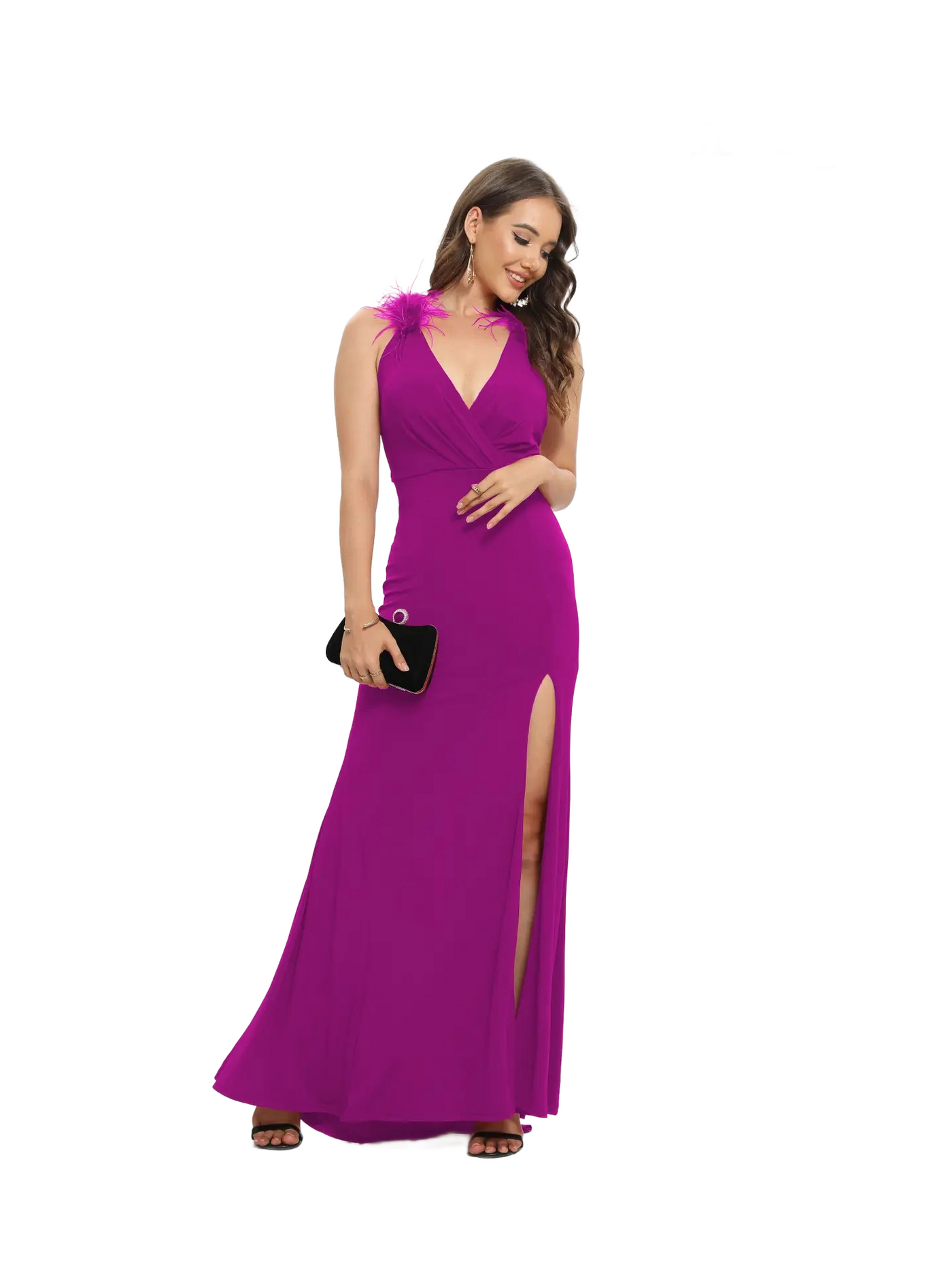 Vestido de noche corto apertura en V