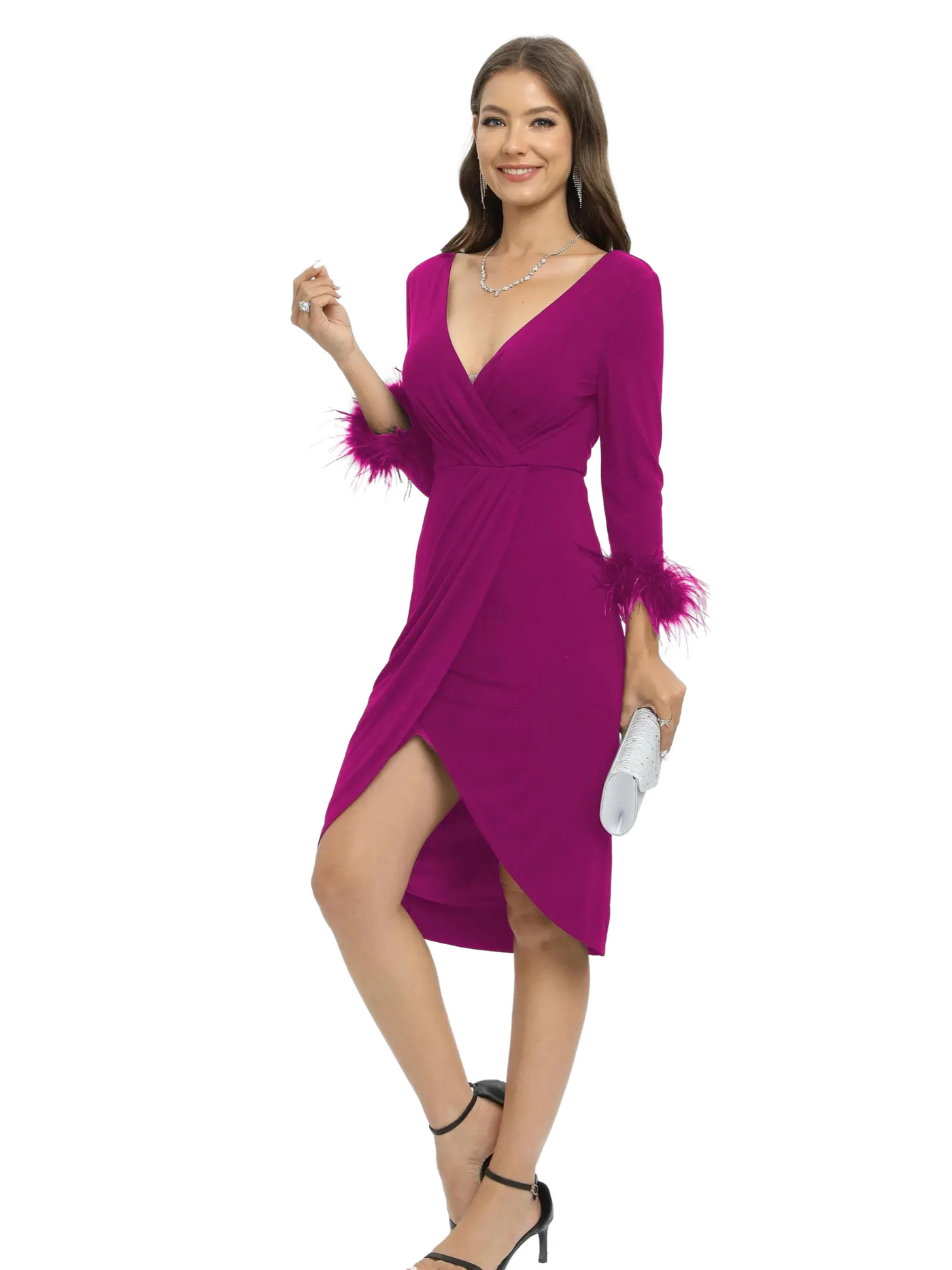 Vestido de noche corto apertura en V